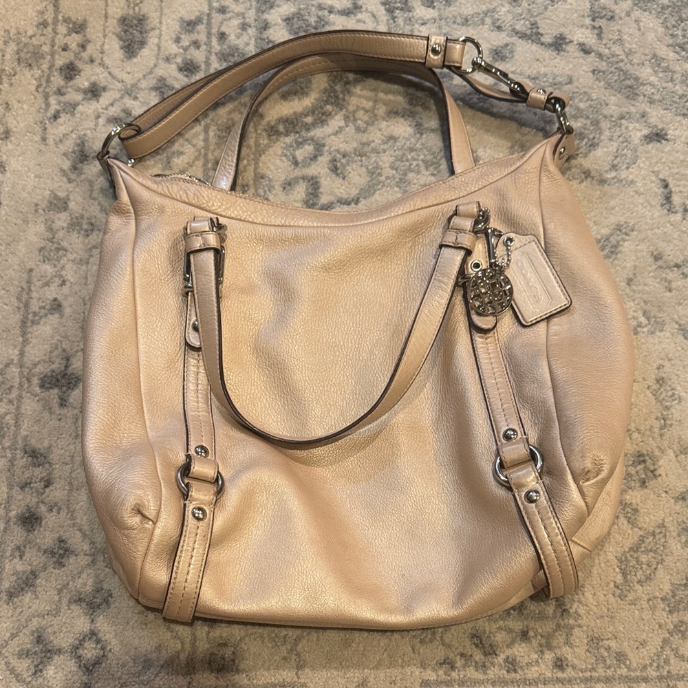 Coach Metallic Beige Shoulder Bag